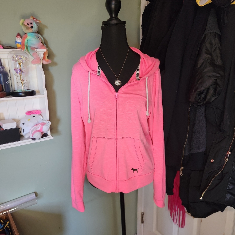 Vintage Pink Long Sleeve Zip Up Sweater